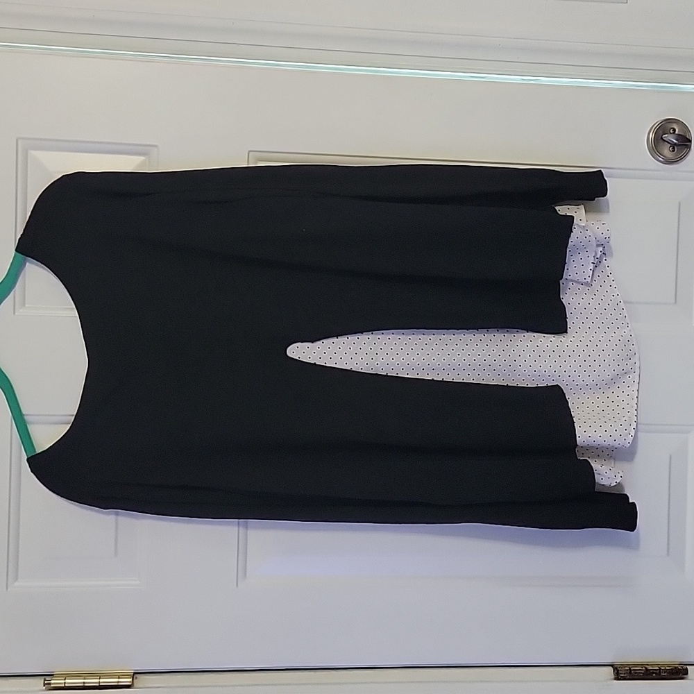 Black and white split back sweater
